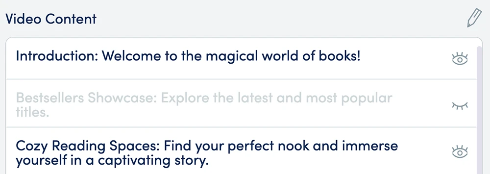 Screenshot of how to choose what scenes go in the video